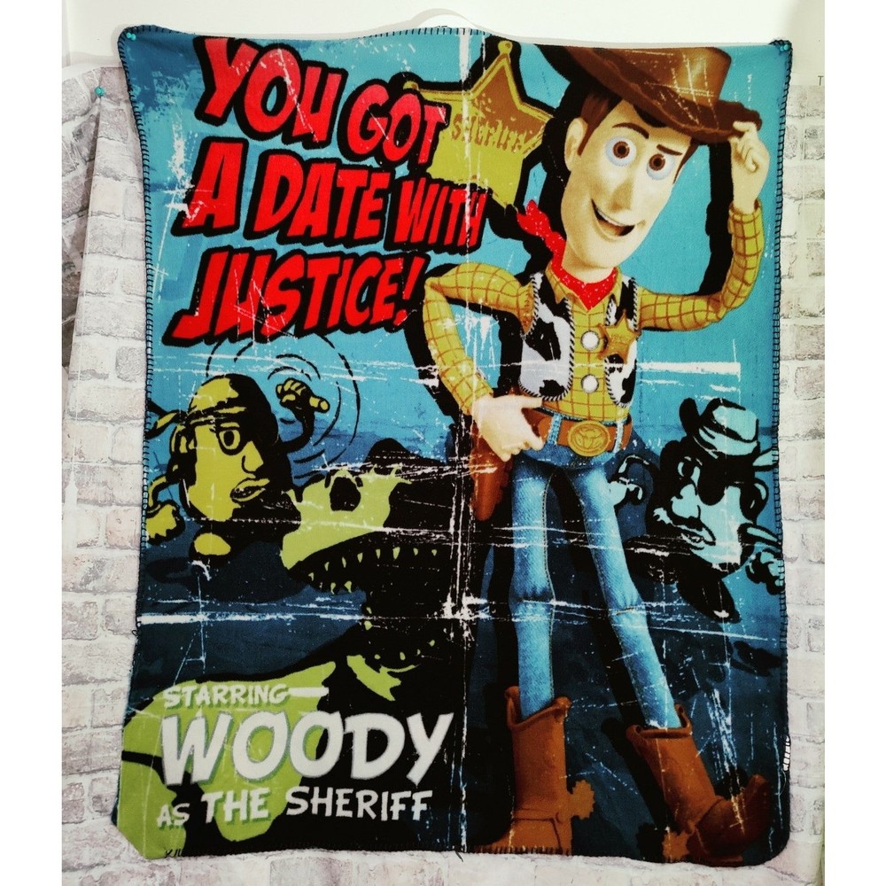 Toy Story Sheriff Woody Fleece Blanket 35x45 You Got A Date With Justice